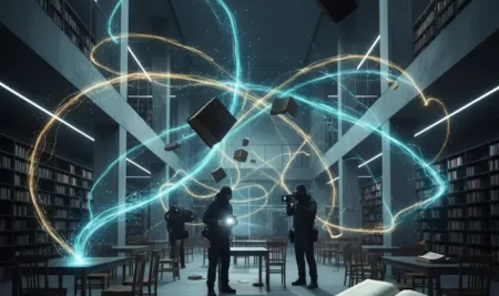 Fenómenos paranormales: el secreto de la aparición distribuida Ilustración de energía residual como un tipo de fenómeno paranormal, mostrando una nebulosa de material psíquico.