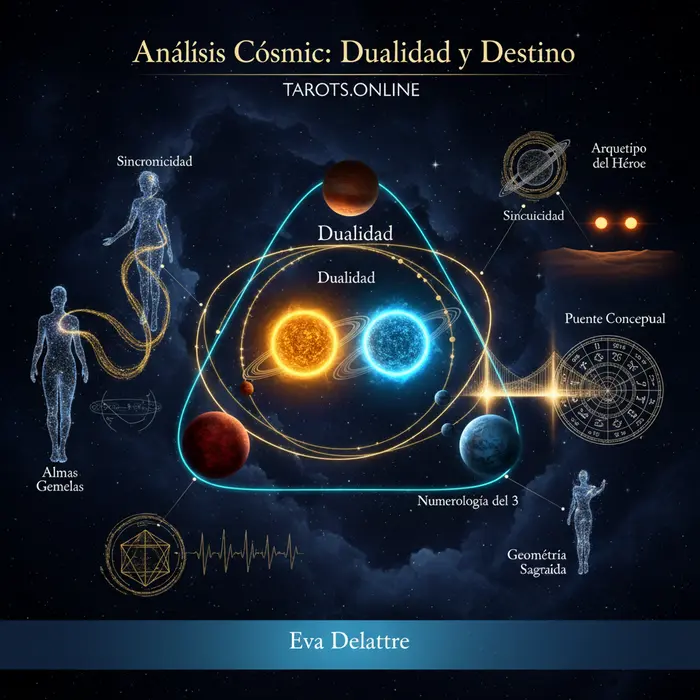 Descubren sistema planetario 'Tatooine' con 3 tierras y 2 soles Infográfico del significado espiritual del planeta como Tatooine con fecha del 5/9/2025, mostrando la dualidad y almas gemelas.