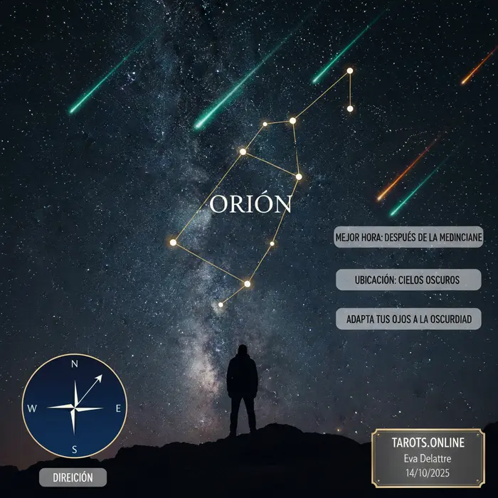 Guía práctica para ver las lluvia de estrellas Oriónidas 2025 Persona observando el cielo nocturno para ver la lluvia de meteoros Oriónidas 2025.