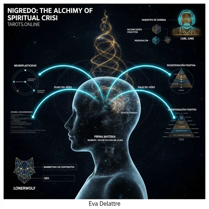 Nigredo: la noche oscura del alma y sus 13 señales Infográfico de la noche oscura del alma (Nigredo) del 5/9/2025, explicando sus 13 señales y su propósito espiritual.