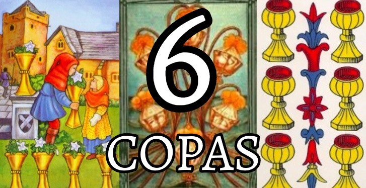 Diferentes imágenes que representan el 6 de Copas en el Tarot.