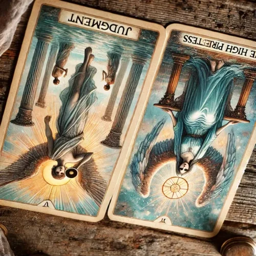 La sacerdotisa y el juicio invertidos tarot