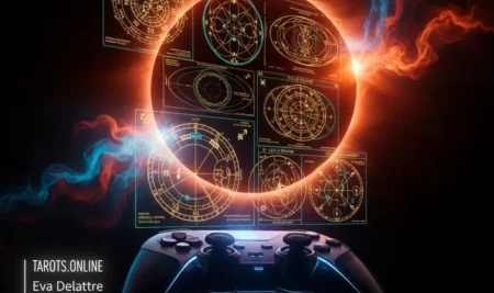 Representación artística del ciclo Saros, mostrando la alineación de la Tierra, el Sol y la Luna durante un eclipse.