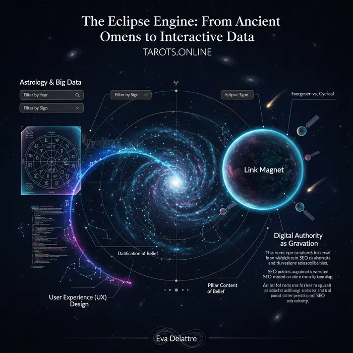 Infografía del calendario de eclipses 1945-2050, una herramienta astrológica interactiva - 5/9/2025.