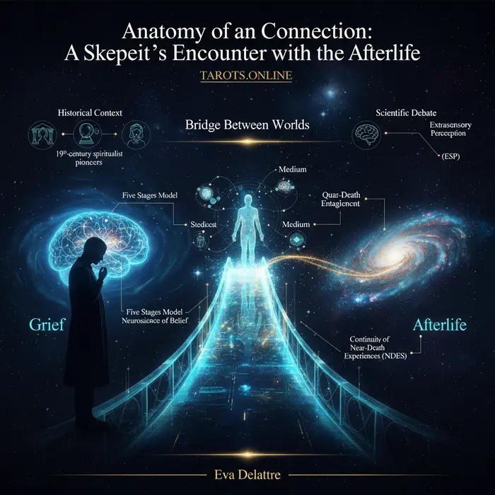 Infográfico del 5/9/2025 sobre una experiencia real con un médium y la conexión con el más allá.