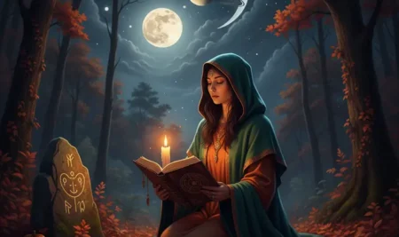 La Luna creciente junto al planeta Saturno en un cielo nocturno estrellado.