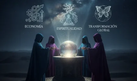 Mhoni Vidente visualizando las profecías de 2027 con cartas del tarot y símbolos astrológicos