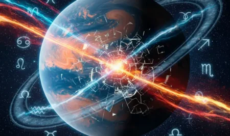 Ilustración del exoplaneta TOI-4507 b, el 'planeta hinchado', mostrando su órbita anómala y baja densidad.