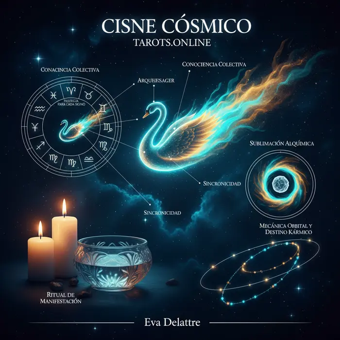 Infografía del cometa SWAN octubre 2025: Guía espiritual para ver el 'Cisne Cósmico' el 21/10/2025.