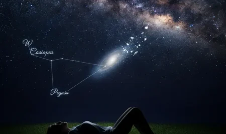 Mapa estelar para localizar la galaxia de Andrómeda y entender su significado espiritual.