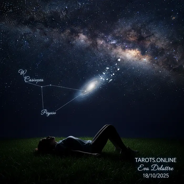 Mapa estelar para localizar la galaxia de Andrómeda y entender su significado espiritual.