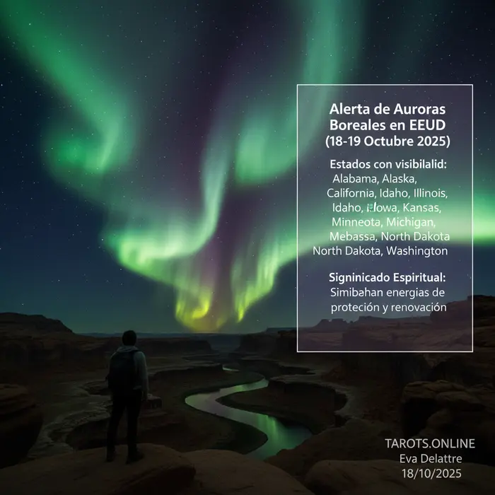 Representación artística de la aurora boreal sobre Estados Unidos, un fenómeno celestial con profundo significado espiritual.