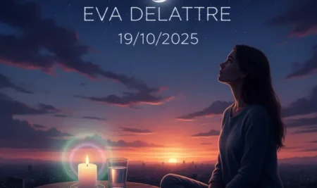 Ilustración de la conjunción de la Luna y Venus en el cielo del amanecer, un evento astrológico clave.