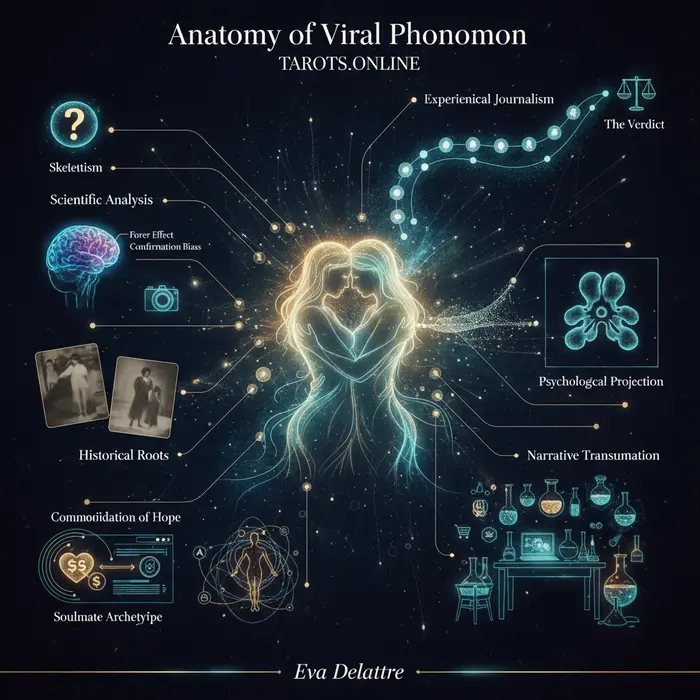 Infografía del 5/9/2025 analizando el fenómeno viral del dibujo psíquico del alma gemela y sus resultados.