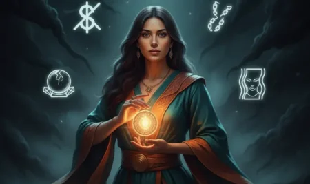 Mano ofreciendo una carta de tarot con una sombra engañosa, una de las señales de un falso vidente que debes conocer.