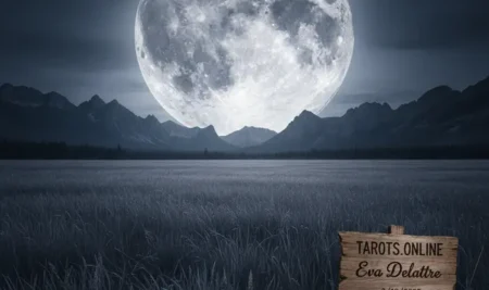 La superluna del cazador de octubre 2025 en el cielo con símbolos del zodiaco y Saturno en conjunción.