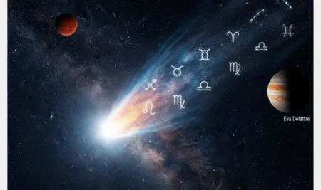 Ilustración de un cometa como el 3I/ATLAS, simbolizando una oportunidad única de newsjacking astrológico.
