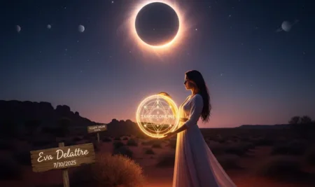 Mapa espiritual de Australia y Nueva Zelanda para el eclipse solar total 2028, mostrando la ruta de la totalidad.
