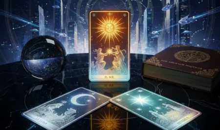 Representación mística de Nostradamus y Baba Vanga junto a cartas del tarot para interpretar las profecías de 2026.