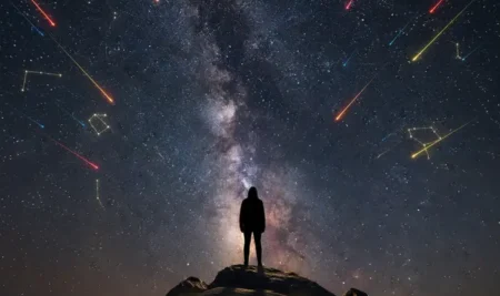 Representación artística de la constelación de Auriga, origen de la lluvia de meteoros Delta Aurígidas.