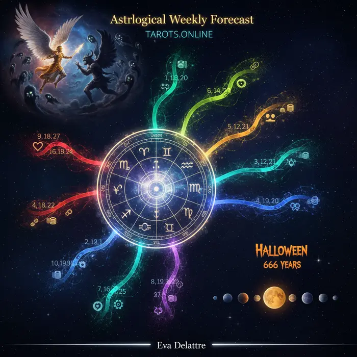 Infografía del horóscopo semanal de Mhoni Vidente para el 5/9/2025 con predicciones y números de la suerte.