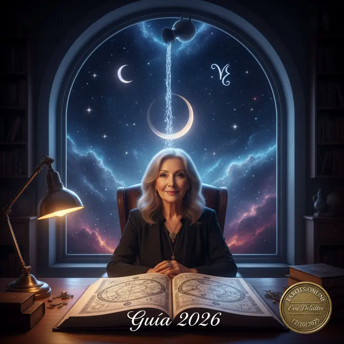 Retrato de la astróloga Susan Miller con un fondo cósmico que representa sus predicciones para 2026.