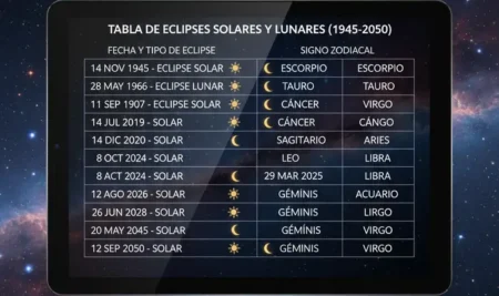 Ilustración de un pilar de datos cósmicos representando la tabla de eclipses de Susan Miller como contenido fundamental.