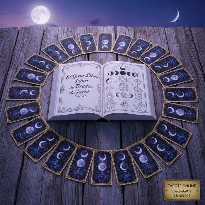 Mujer realizando una tirada de tarot de luna nueva, un ritual para manifestar intenciones.