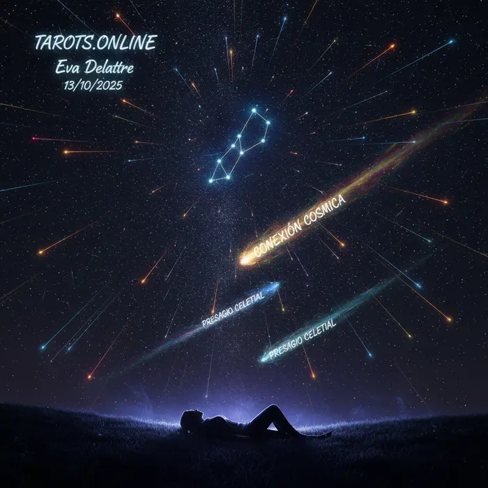 Persona meditando bajo la lluvia de meteoros Oriónidas 2025 para recibir su mensaje espiritual.