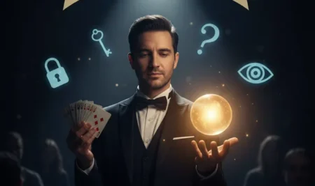 El mentalista Oz Pearlman demostrando técnicas de lectura mental a una persona asombrada.