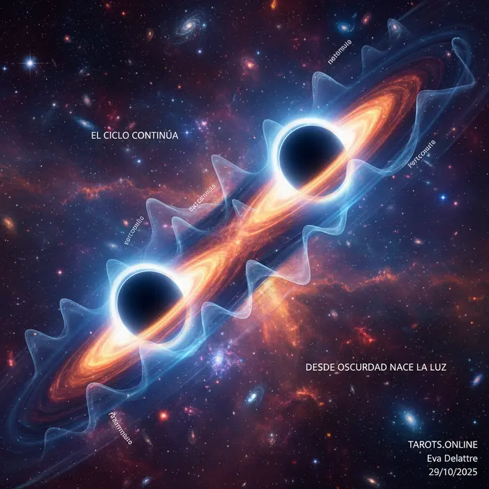 Visualización de ondas gravitacionales de agujeros negros y su significado espiritual.