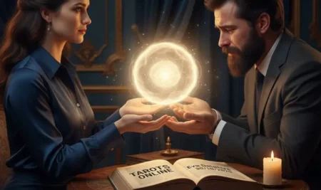 Ilustración de una persona en duelo recibiendo un mensaje de luz, simbolizando una experiencia real con un médium.