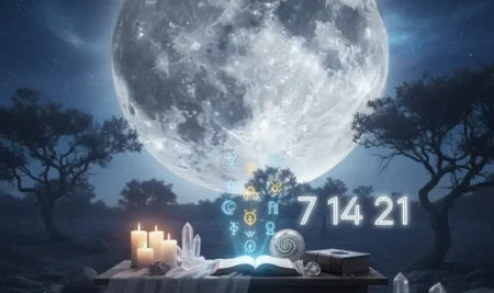 Mhoni Vidente junto a una ilustración de la Superluna del Castor de noviembre 2025.