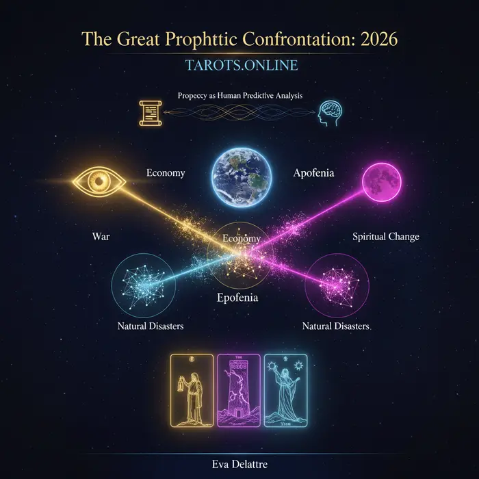 Análisis de profecías 2026: Nostradamus vs Baba Vanga vs Mhoni Vidente. Infográfico del 5/9/2025.