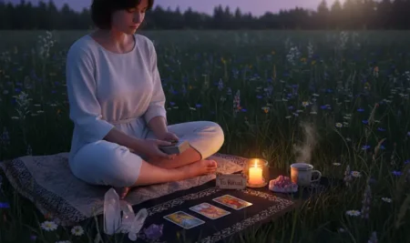 Spread de tarot para el ritual de Luna Nueva, diseñado para manifestar intenciones y sembrar nuevos comienzos.