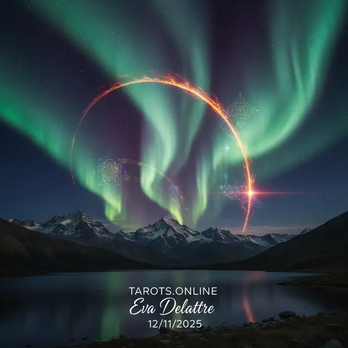 Ilustración de una masiva erupción solar clase X dirigiéndose hacia la Tierra, generando auroras boreales.