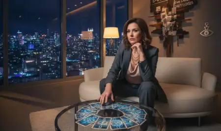 Ilustración del conflicto entre una celebridad y un vidente, reflejando el escándalo de Kim Kardashian y sus videntes.