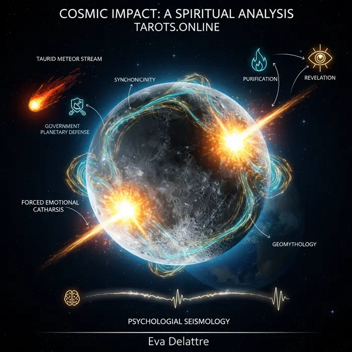 Infografía del significado espiritual del meteorito que impacta la Luna el 5/9/2025.