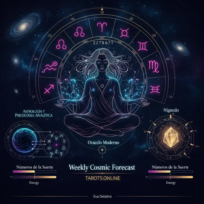 Infográfico del horóscopo semanal de Mhoni Vidente del 5/9/2025 con predicciones y números de la suerte.