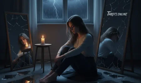 Silueta de una persona ante un abismo oscuro, representando la noche oscura del alma y el proceso de Nigredo.